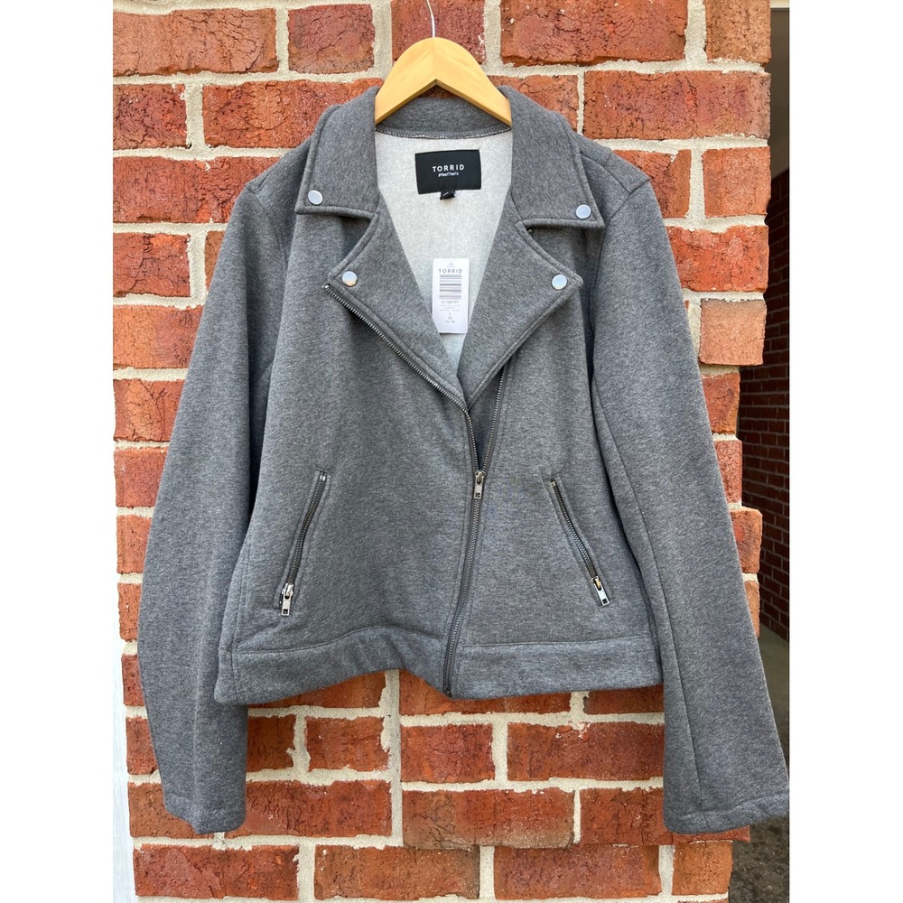 Torrid Womens Fleece Moto Jacket Dark Grey Size 1X 14-16 41160797